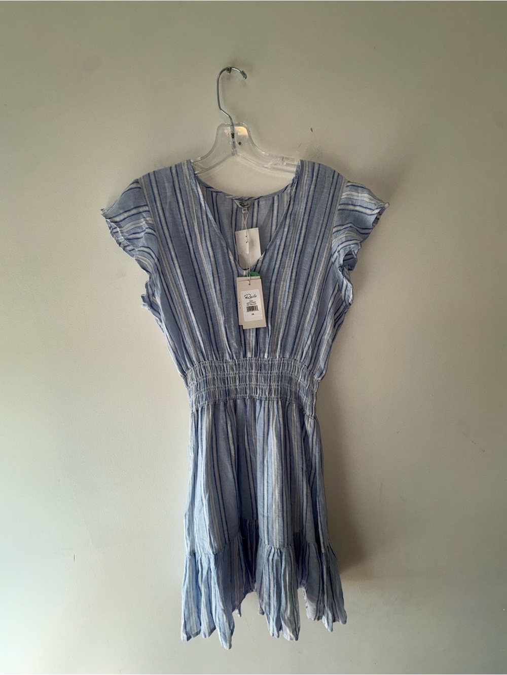 NWT Rails Tara Napoli Stripe Smocked Linen Blend Mini Dress XS - Picture 3 of 10